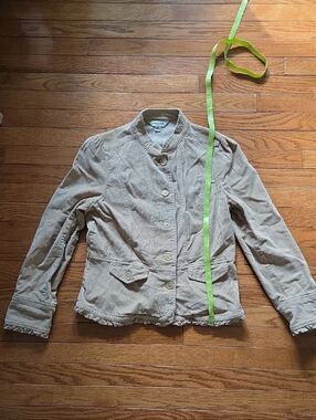 St. John's Bay Beige Ruffled-Hem Button Jacket